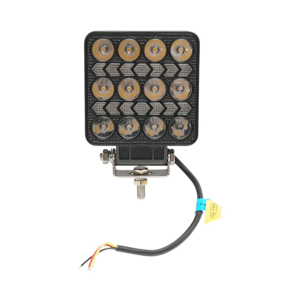 Proiector patrat LED cu DRL 9-80V, 36W alb-galben, carcasa aluminiu 103x103x38mm IP67