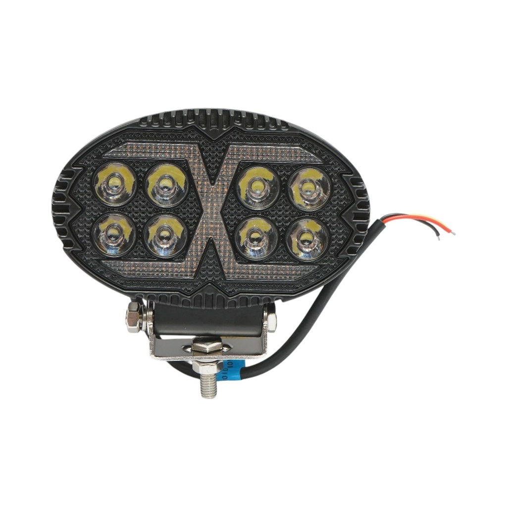 Proiector oval LED cu DRL 9-80V, 24W alb-galben, carcasa aluminiu 140x90x45mm IP67