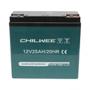 Baterie VRLA plumb-acid 12V 25Ah, 20HR cu grafen 6-DZF-20 pentru vehicule electrice 180x75x170mm Chilwee