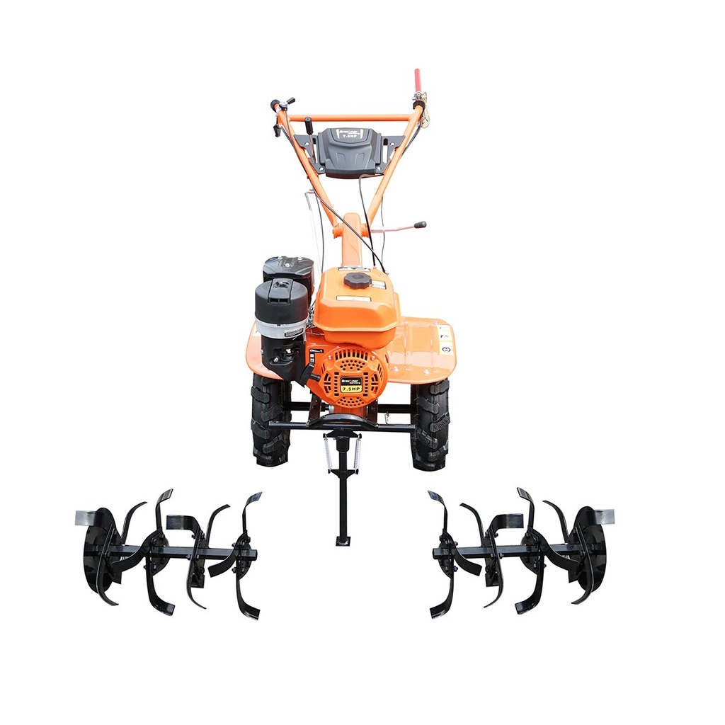 Motocultor 7.5CP cu freza 100cm, motor benzina 4 timpi 212cc OHV, viteze 2+1, transmisie pinioane, roti 4.00-8