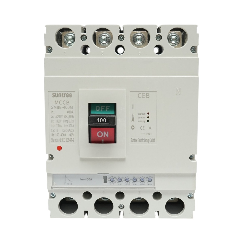 Intrerupator automat de putere MCCB 400V AC, 4P 400A, SM8E-400M Suntree