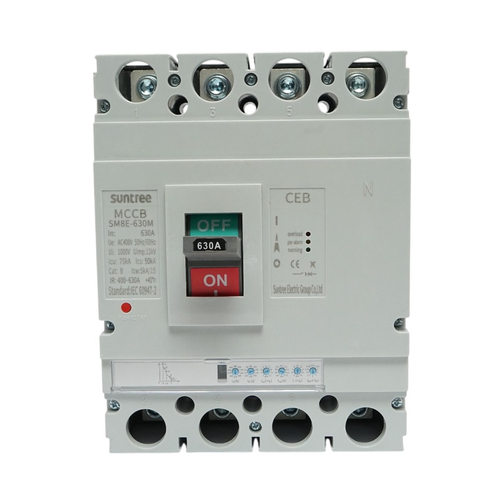 Intrerupator automat de putere MCCB 400V AC, 4P 630A, SM8E-630M Suntree