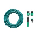 Set rola 7.5m furtun gradina PVC impletit 1/2 inch cu duza stropit reglabila, conectori si adaptor robinet 3/4-1/2 inch