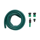 Set rola 7.5m furtun gradina PVC impletit 3/4 inch cu duza stropit reglabila, conectori si adaptor robinet 3/4-1/2 inch