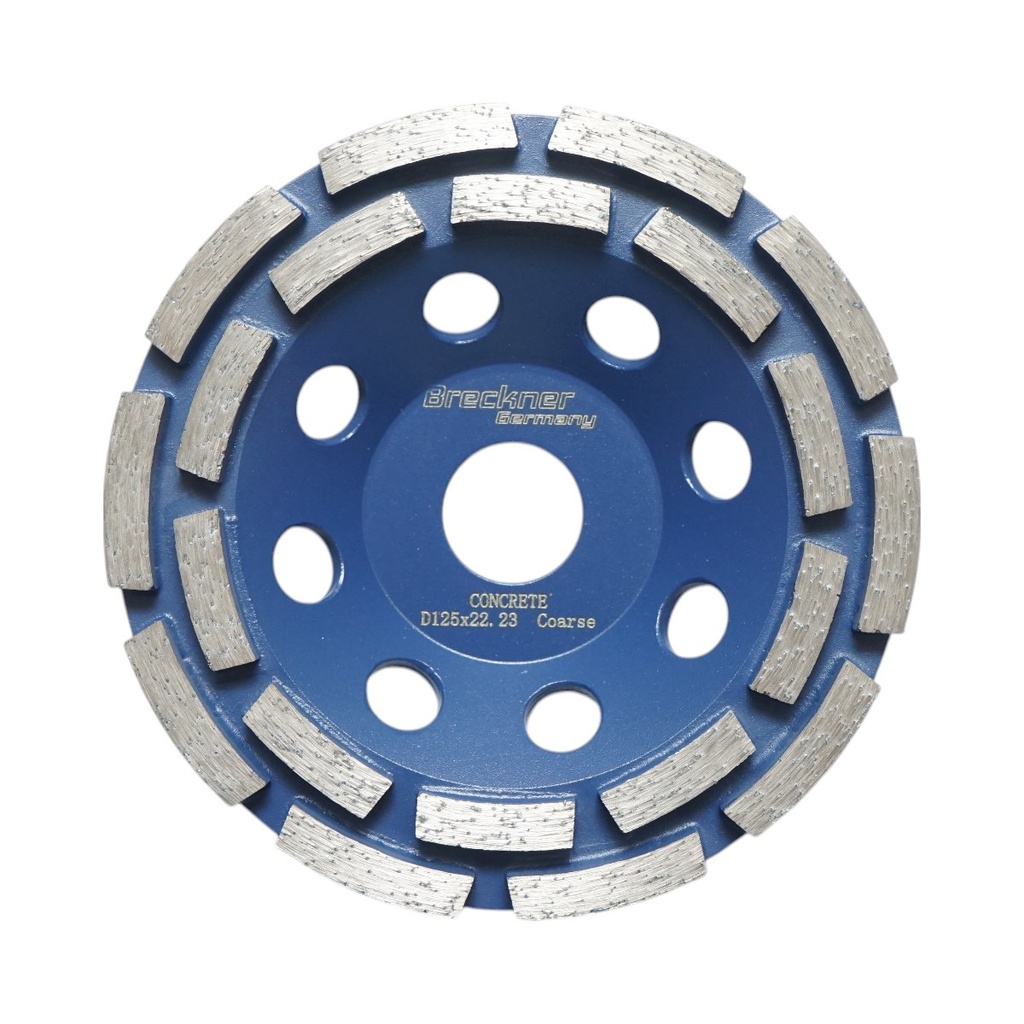 Disc diamantat segmentat tip cupa 125x22.23, dublu rand grosier, standard CONCRETE pentru slefuire beton, piatra, mozaic