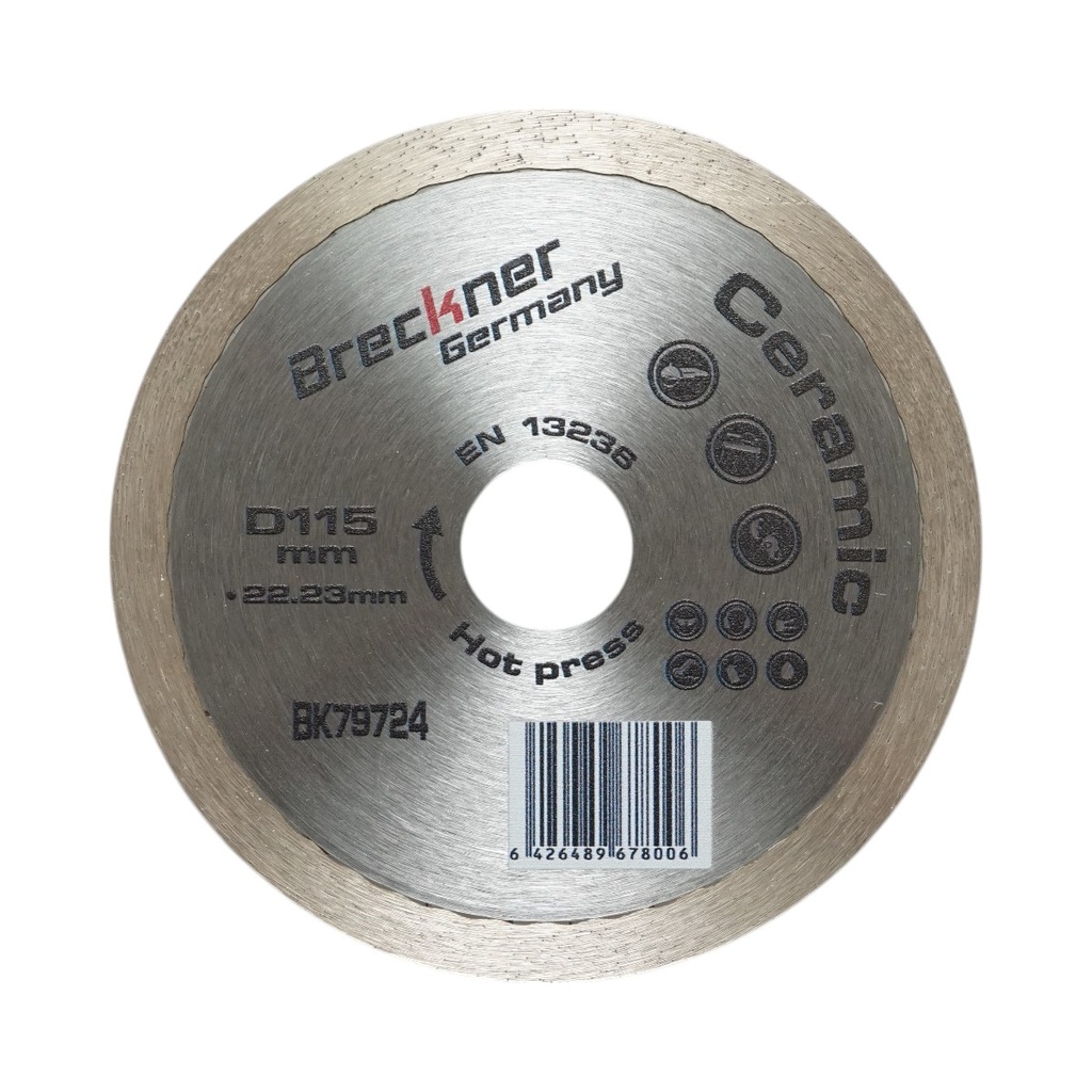 Disc diamantat continuu 115x22.23mm, segment 8mm pentru gresie, faianta