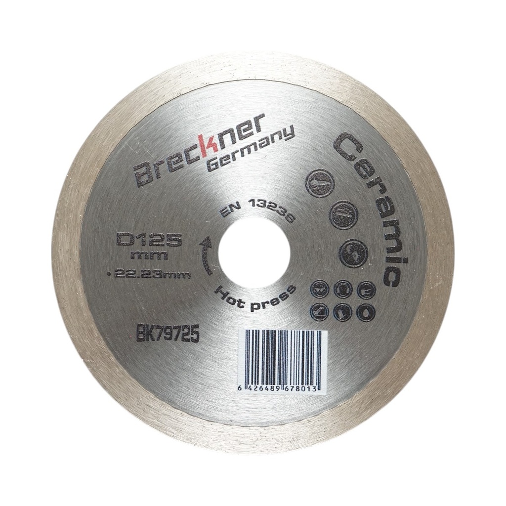 Disc diamantat continuu 125x22.23mm, segment 8mm pentru gresie, faianta