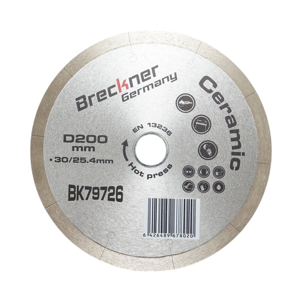Disc diamantat continuu fractionat 200x30/25.4mm, segment 10mm pentru gresie, faianta, ceramica dura, marmura