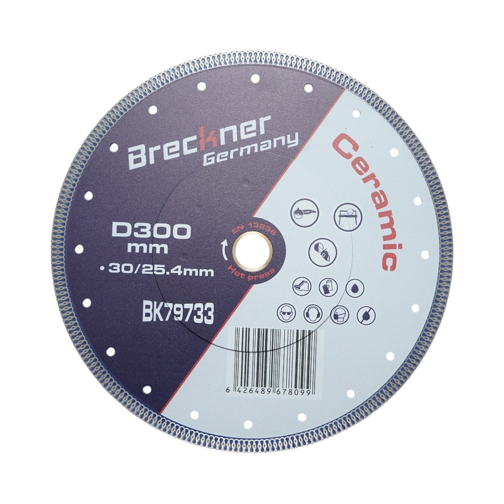 Disc diamantat turbo continuu 300x30/25.4mm, taiere umeda/uscata pentru ceramica dura, gresie, faianta