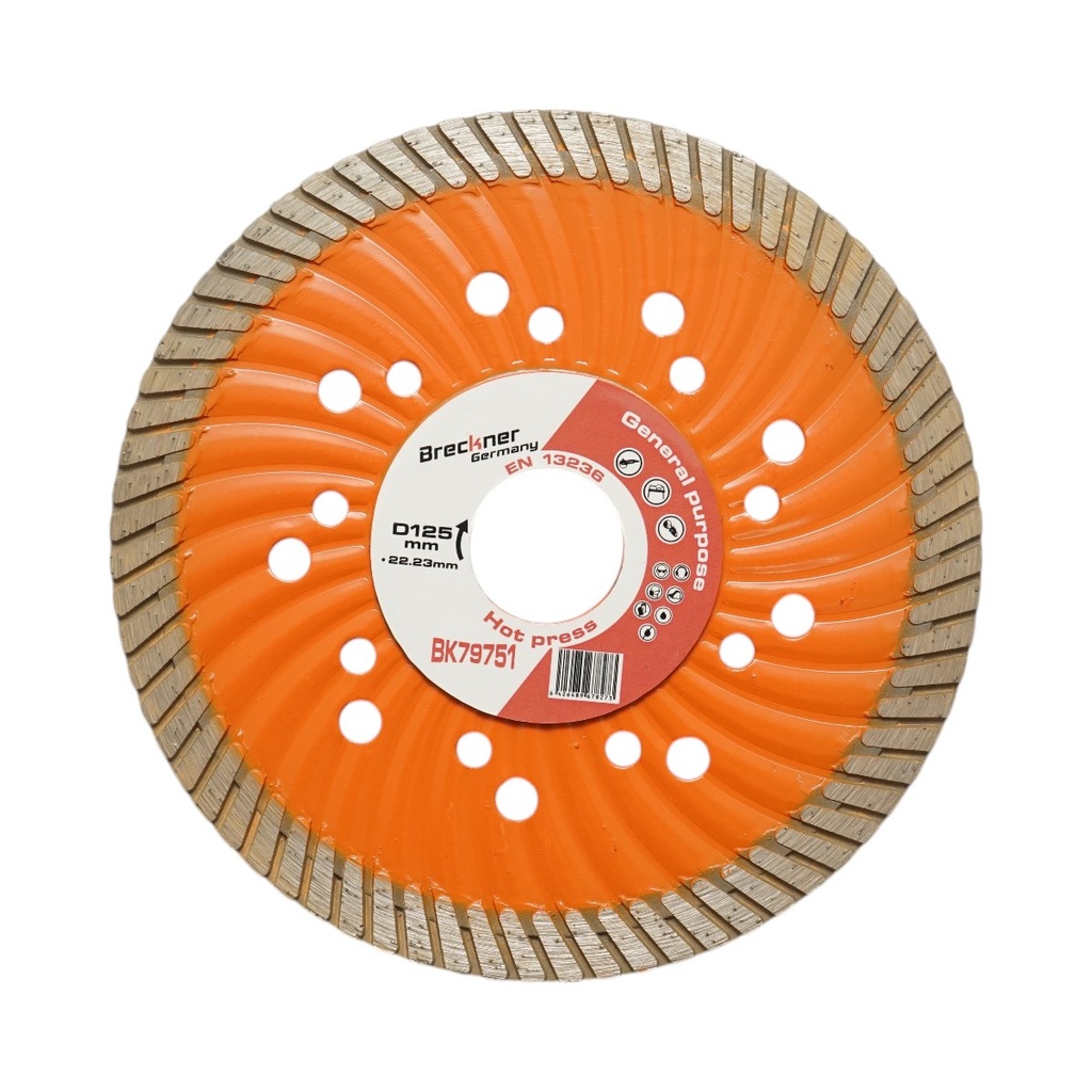 Disc diamantat turbo 125x22.23mm, segment 10mm pentru tigla, pavele, mozaic, piatra dura, marmura, granit