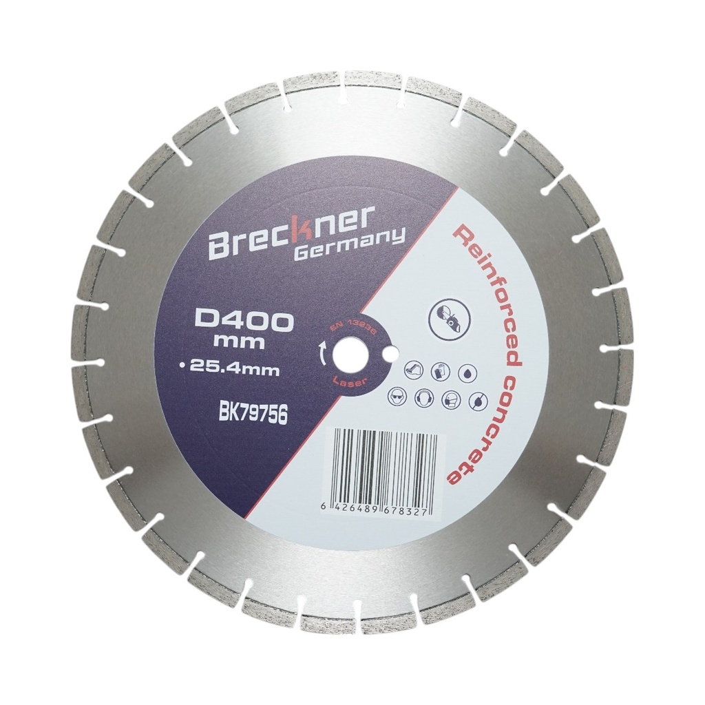 Disc diamantat segmentat 400x25.4mm, segment 10mm pentru beton armat, pavele, boltari, piatra dura