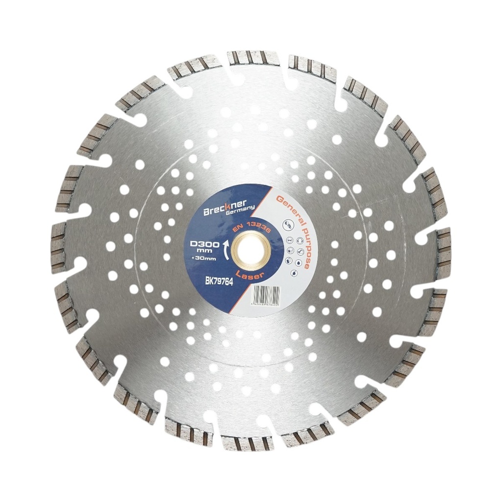 Disc diamantat turbo segmentat 300x30mm, segment 10mm pentru beton armat, pavele, boltari, piatra dura