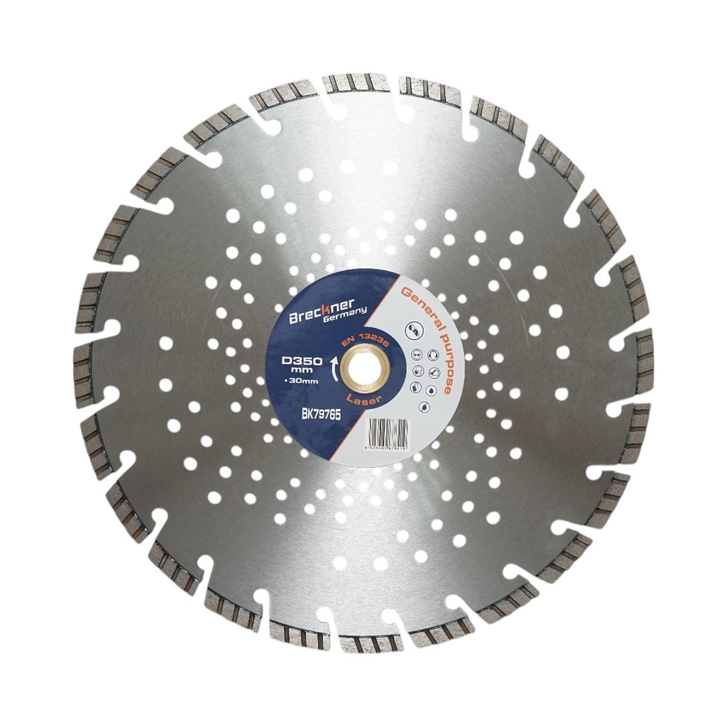 Disc diamantat turbo segmentat 350x30mm, segment 10mm pentru beton armat, pavele, boltari, piatra dura