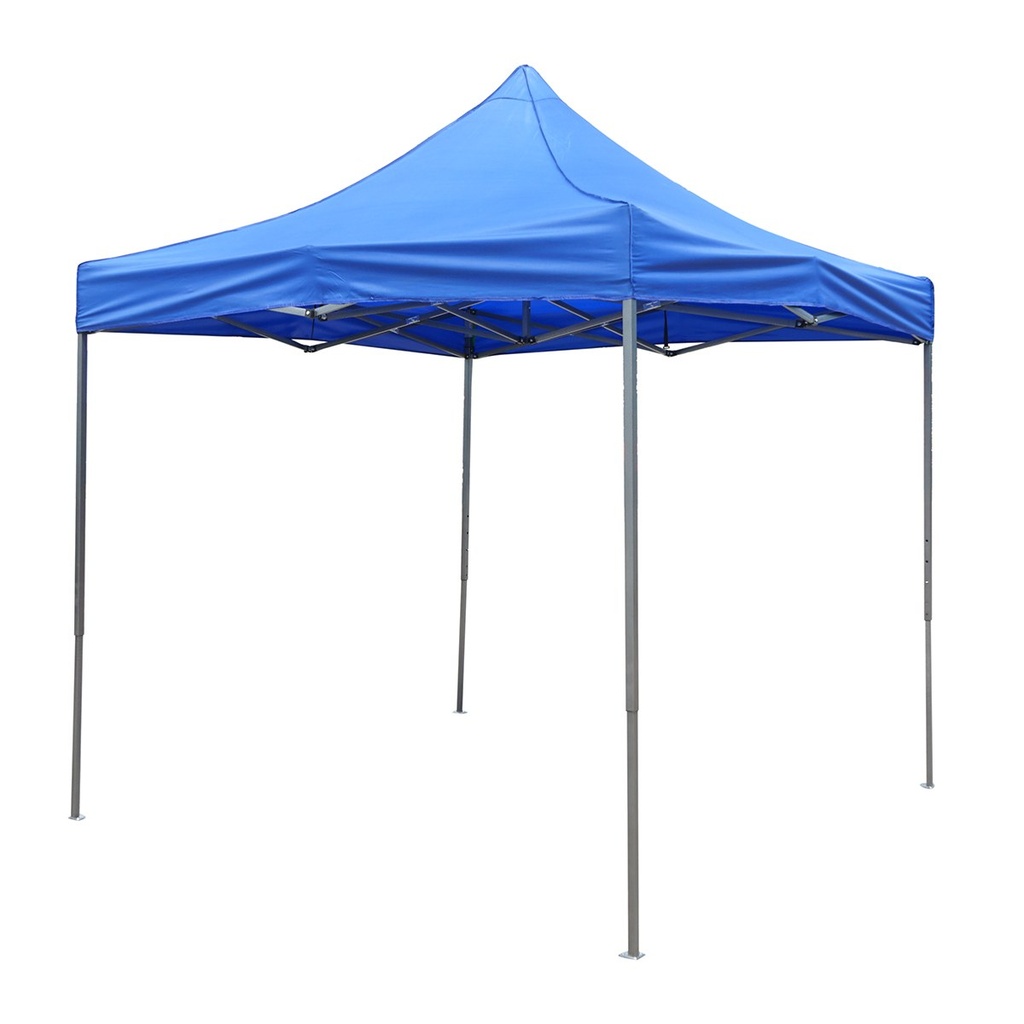 Cort pavilion pliabil 2.5x2.5m albastru impermeabil, inaltime reglabila, cadru metalic