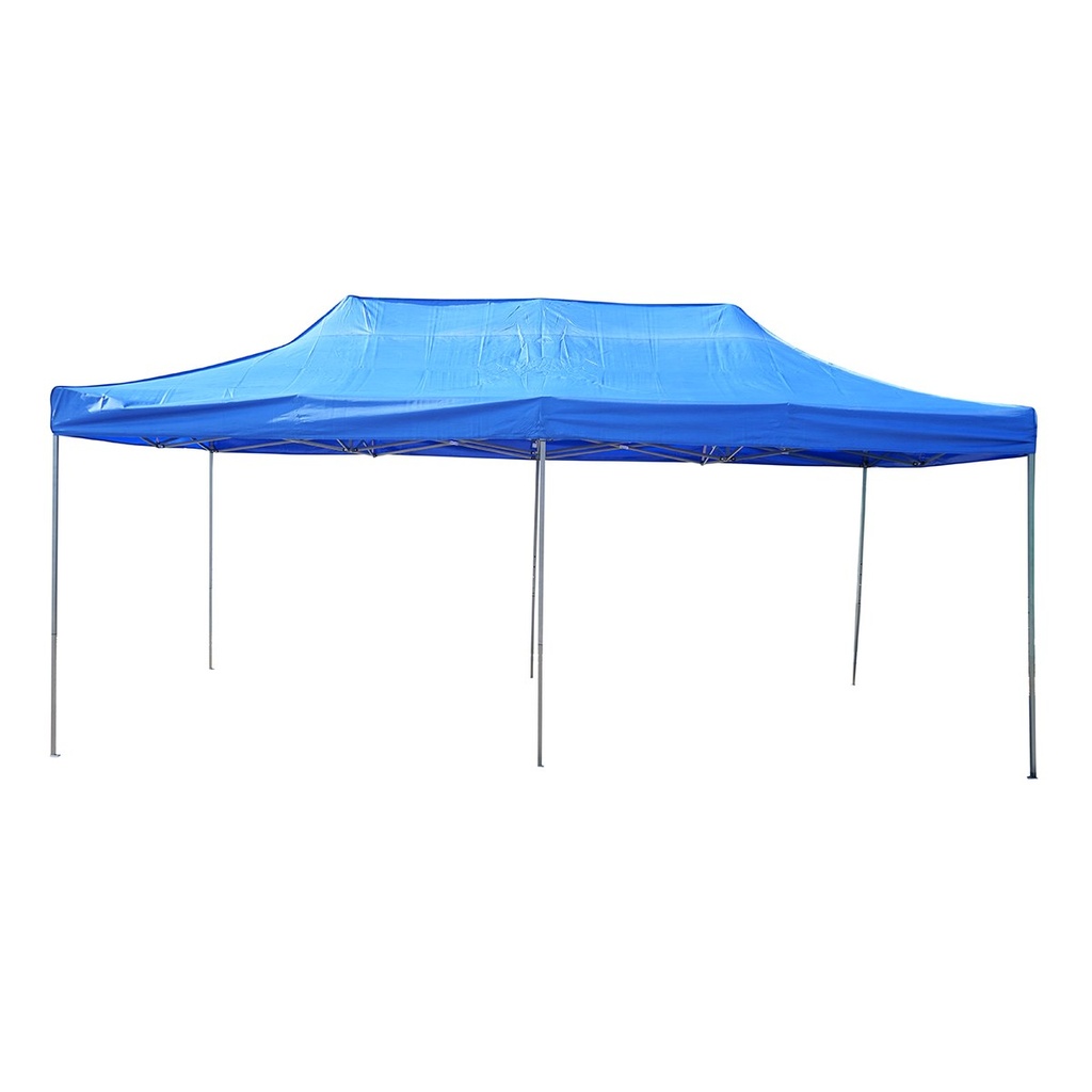 Cort pavilion pliabil 3x6m albastru impermeabil, inaltime reglabila, cadru metalic