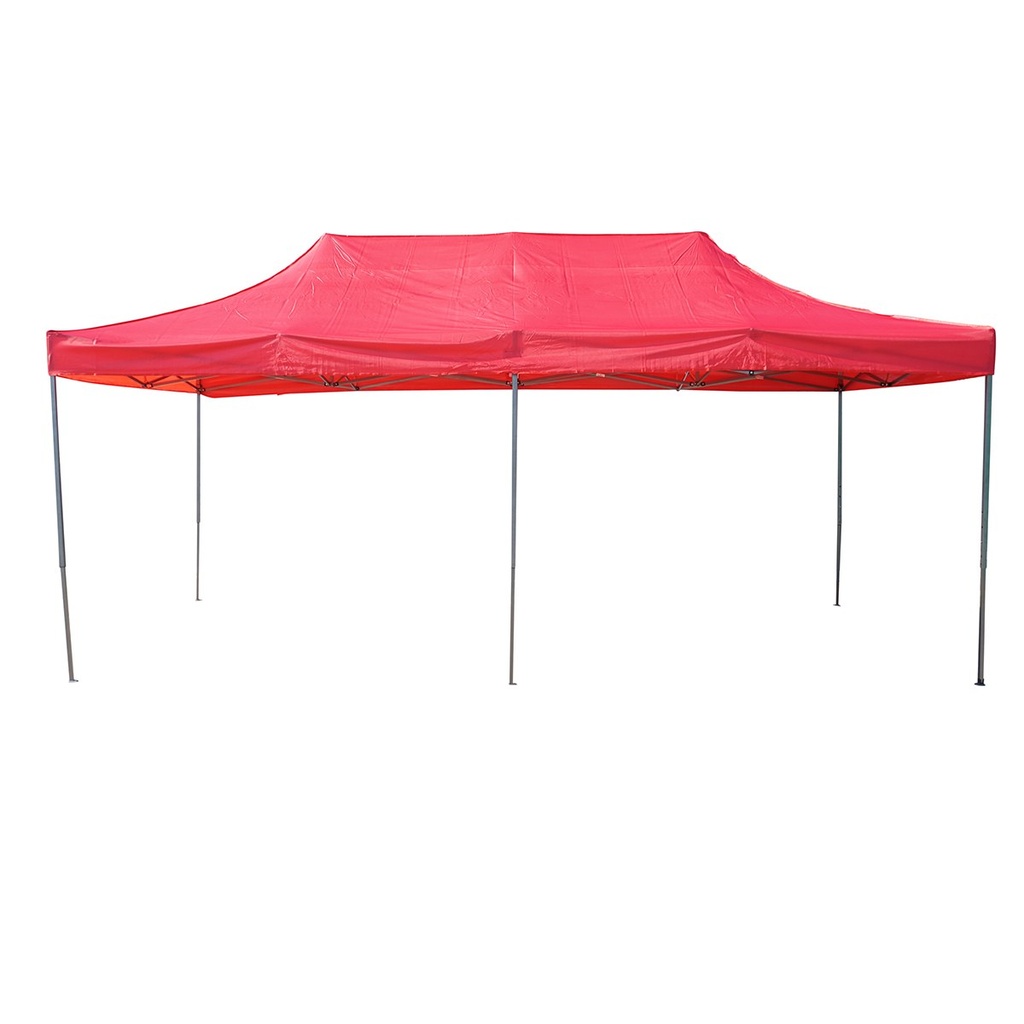 Cort pavilion pliabil 3x6m rosu impermeabil, inaltime reglabila, cadru metalic