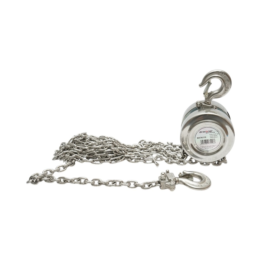 Palan manual inox cu lant 3m, sarcina maxima 500 kg, carlig cu siguranta