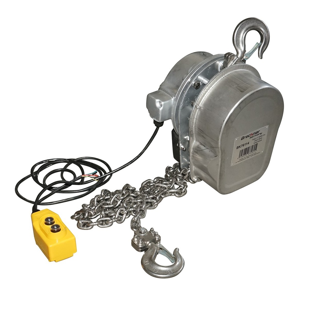 Palan electric inox 380V, 500W cu lant 3m, sarcina maxima 1000 kg, carlig cu siguranta