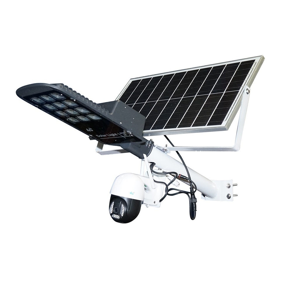 Lampa stradala LED 100W cu panou solar 40W si camera supraveghere 4G