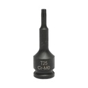 Cheie tubulara de impact torx T25, 60mm, patrat 3/8 inch Cr-Mo