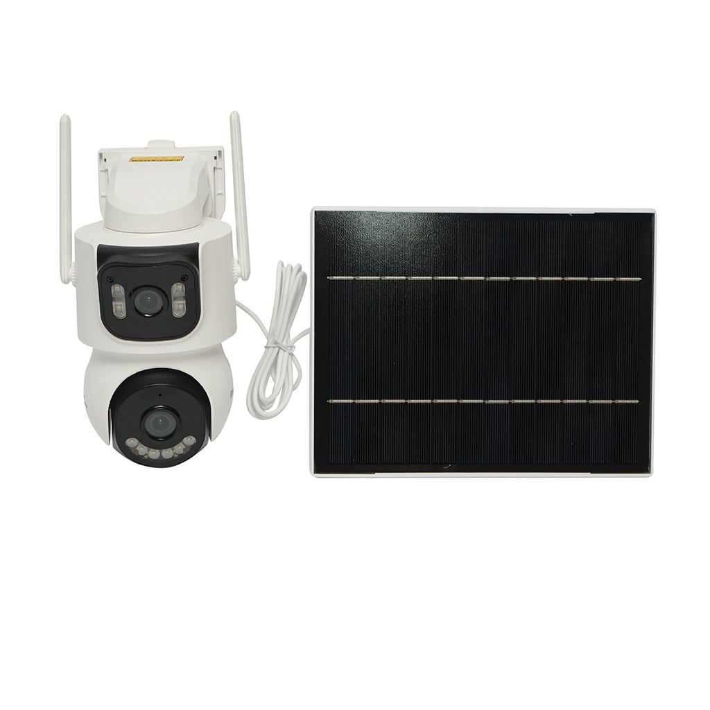 Camera supraveghere 4G, WIFI 2.4GHz cu panou solar 7.6W incarcare rapida, lentila duala 4MP, rotativa 360 PTZ cu senzor de miscare, detectie umana si aplicatie iCSee