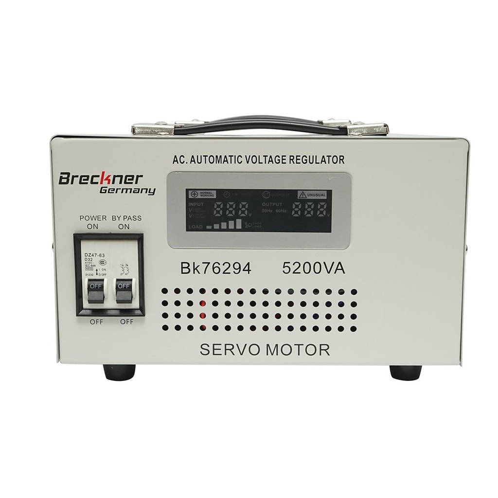 Stabilizator automat de tensiune 5200VA cu servomotor monofazat, 2 prize schuko 230V, afisaj LCD