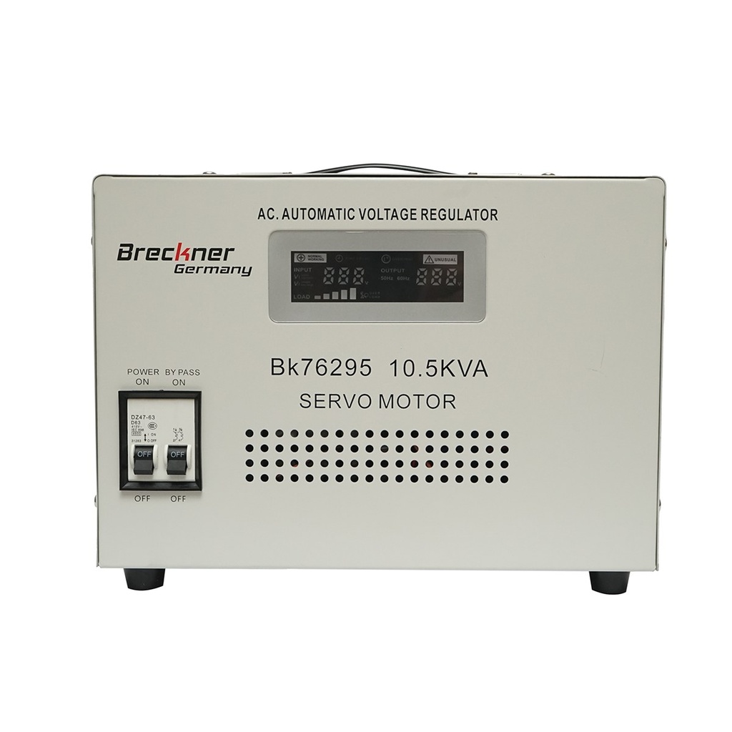 Stabilizator automat de tensiune 10.5KVA cu servomotor monofazat, 2 prize schuko 230V, afisaj LCD