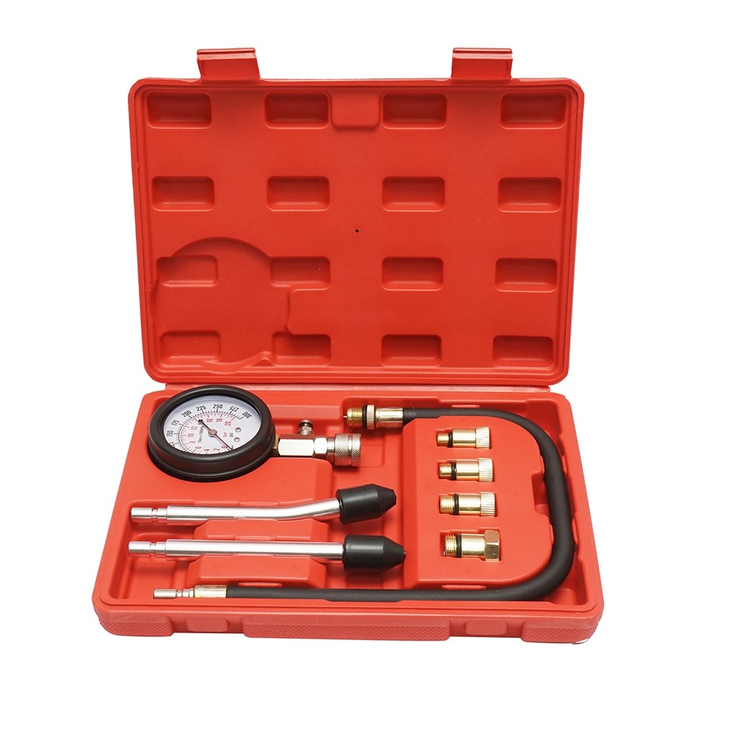 Trusa tester compresie motoare benzina cu manometru mecanic 0-20 bar