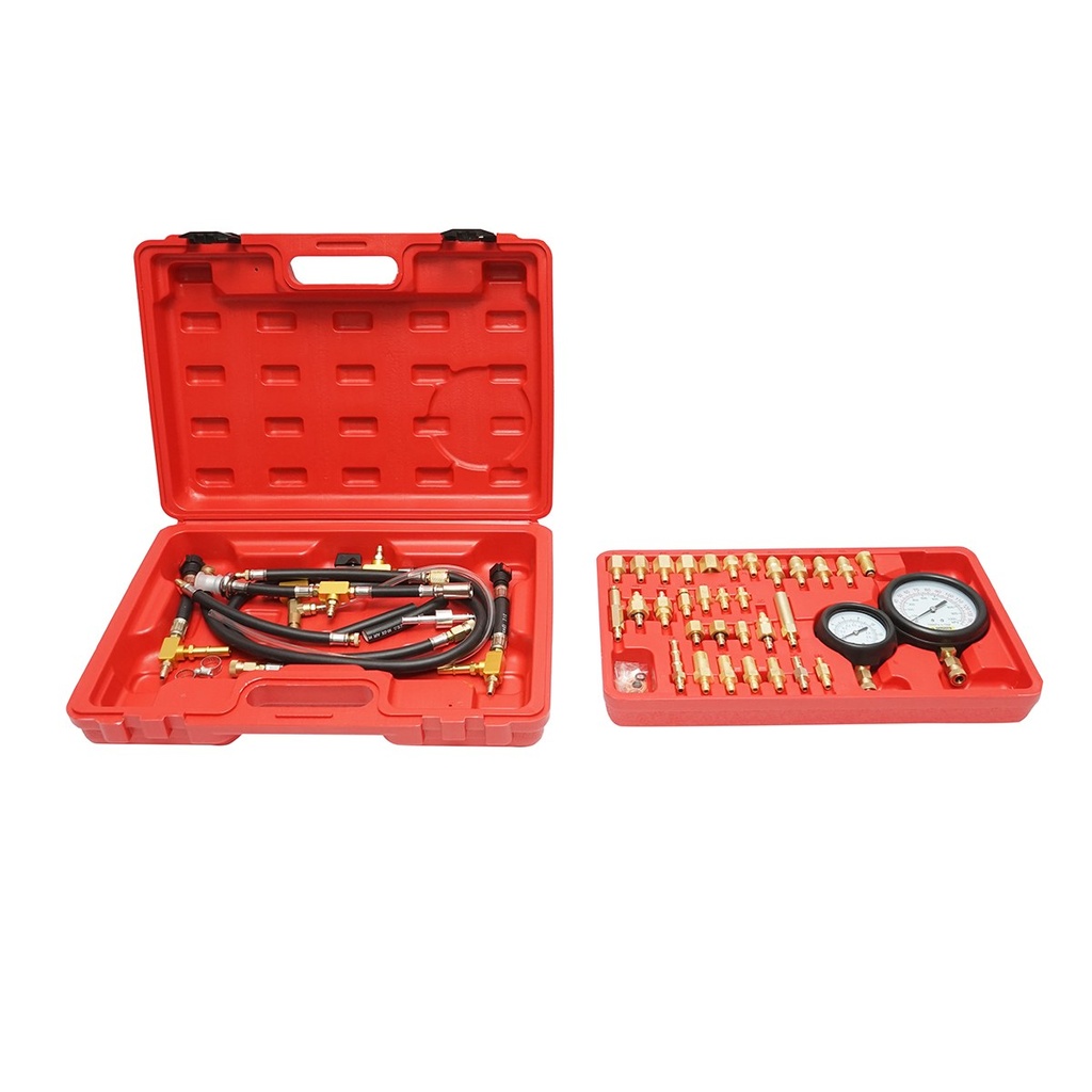 Trusa tester presiune sistem injectie benzina cu 2 manometre, adaptoare universale