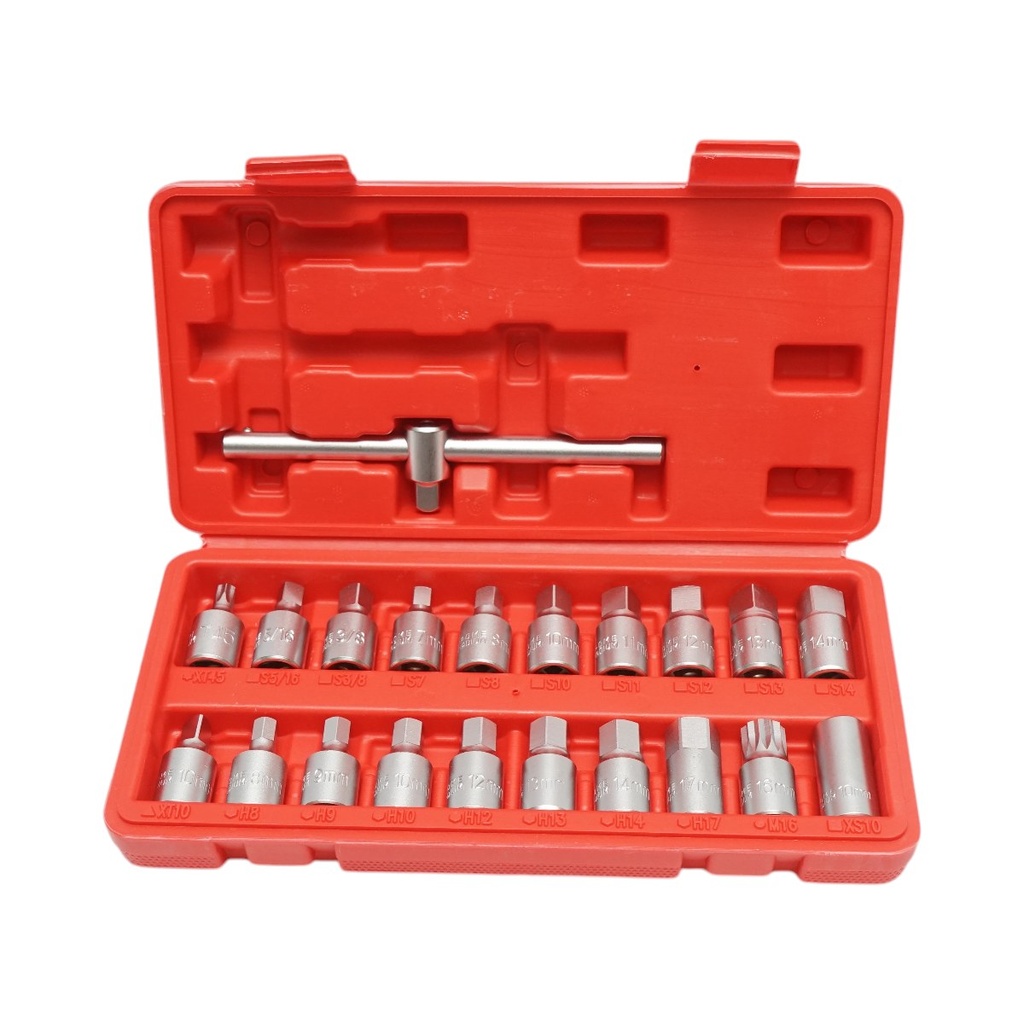 Trusa chei busoane baie ulei cu profil patrat, hex, torx 21 piese