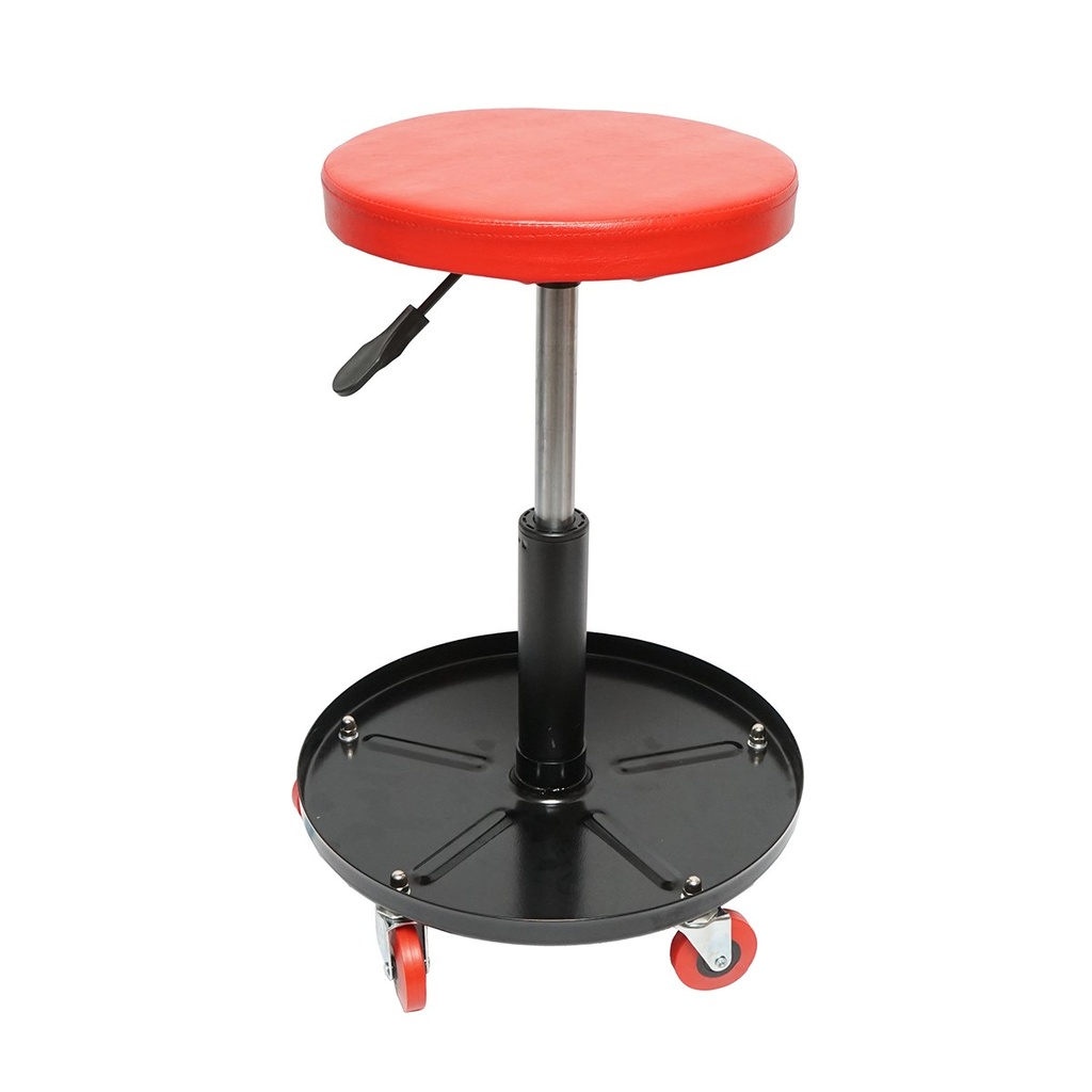 Scaun atelier rotund cu roti si spatiu depozitare, reglabil pe inaltime