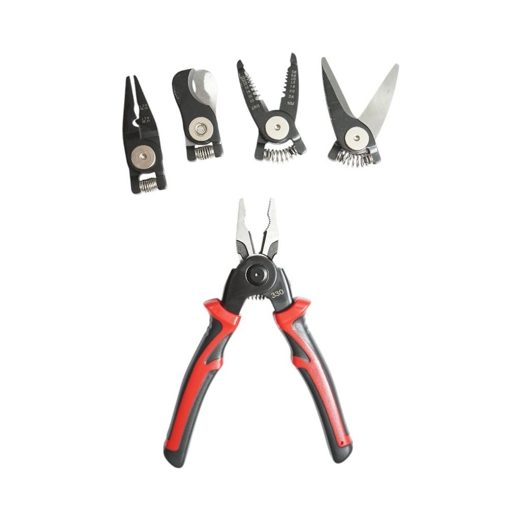 Set cleste patent multifunctional 5 in 1 cu foarfeca, taiere, sertizare, dezizolare cabluri