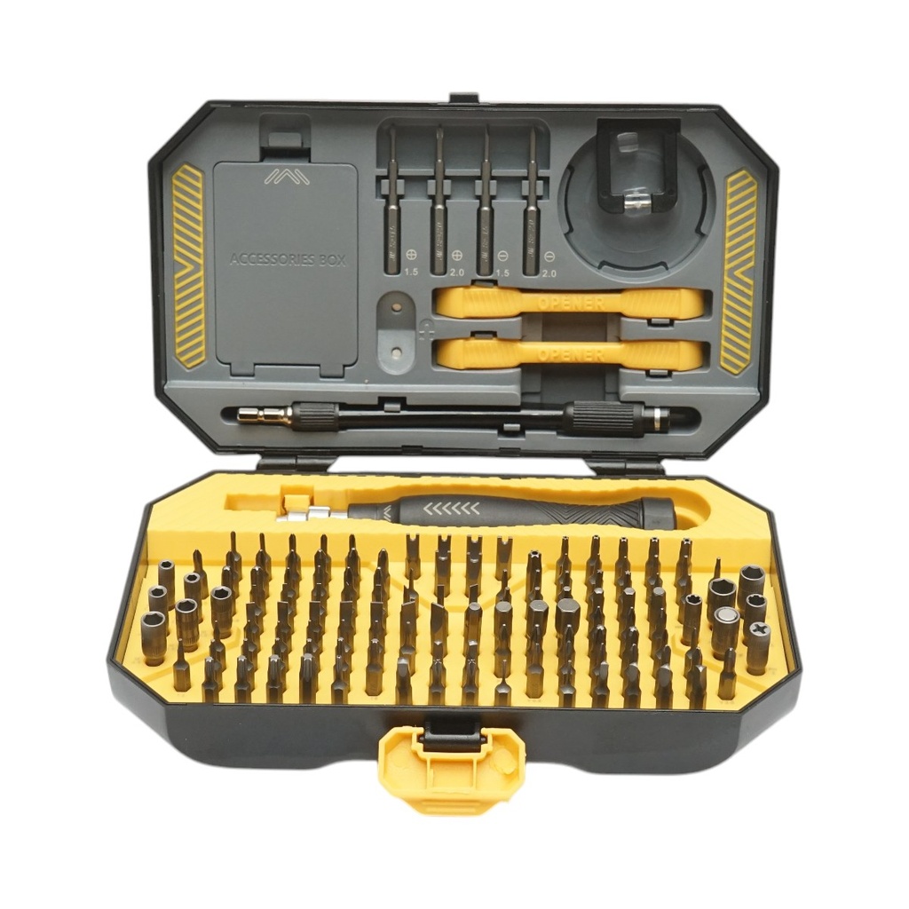 Trusa surubelnita de precizie profesionala cu biti torx, hex, cruce pentru electronice 145 piese Cr-V