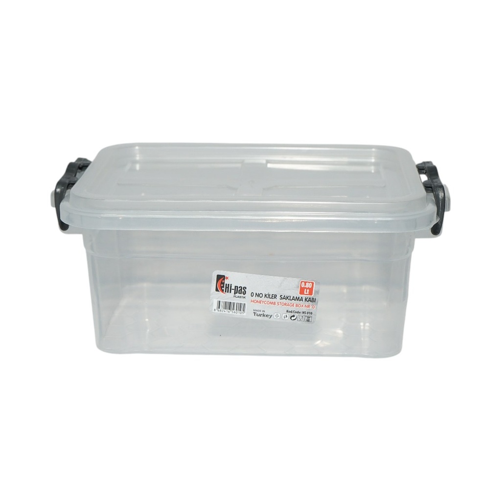 Cutie depozitare 0.8L transparenta cu capac din plastic 160x120x70mm