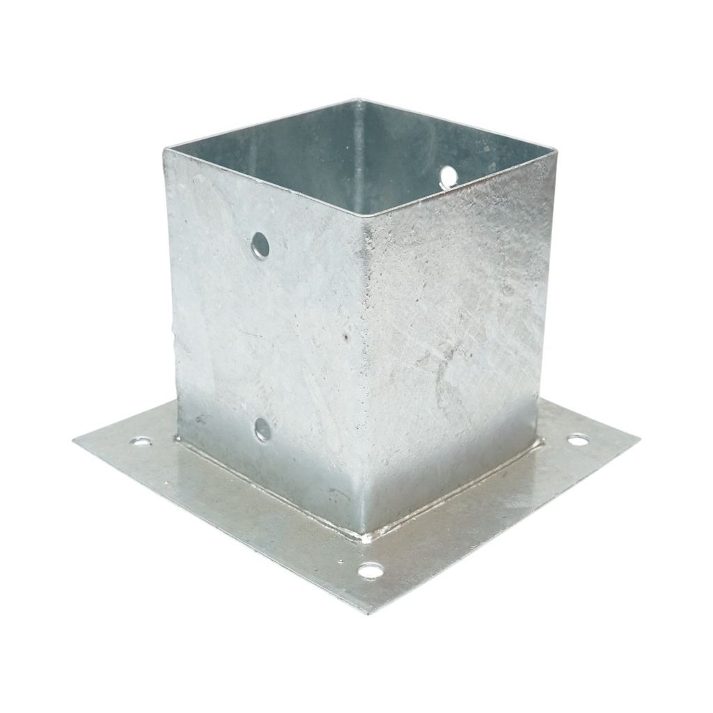 Suport stalp patrat aplicat 121x121x150mm, grosime 2mm, otel zincat