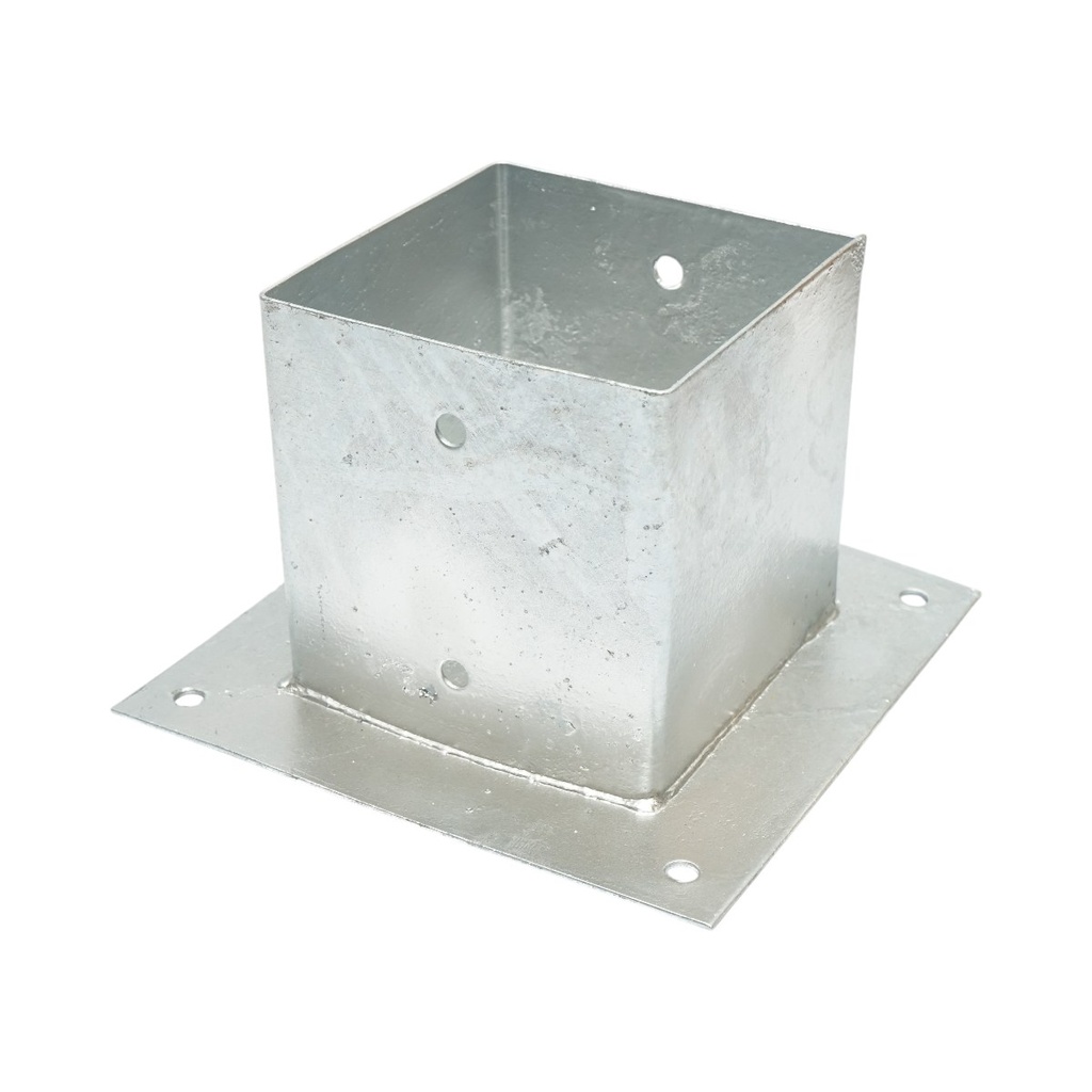 Suport stalp patrat aplicat 141x141x150mm, grosime 2mm, otel zincat