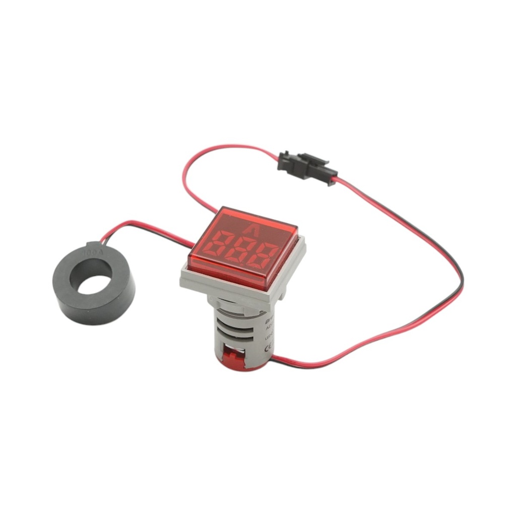 Indicator digital ampermetru LED rosu 0-100A, 220V/380V Ø 22mm