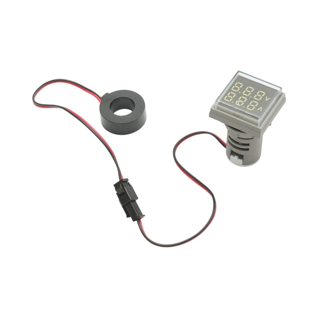 Indicator digital ampermetru si voltmetru LED alb 0-100A/50-500V AC Ø 22mm