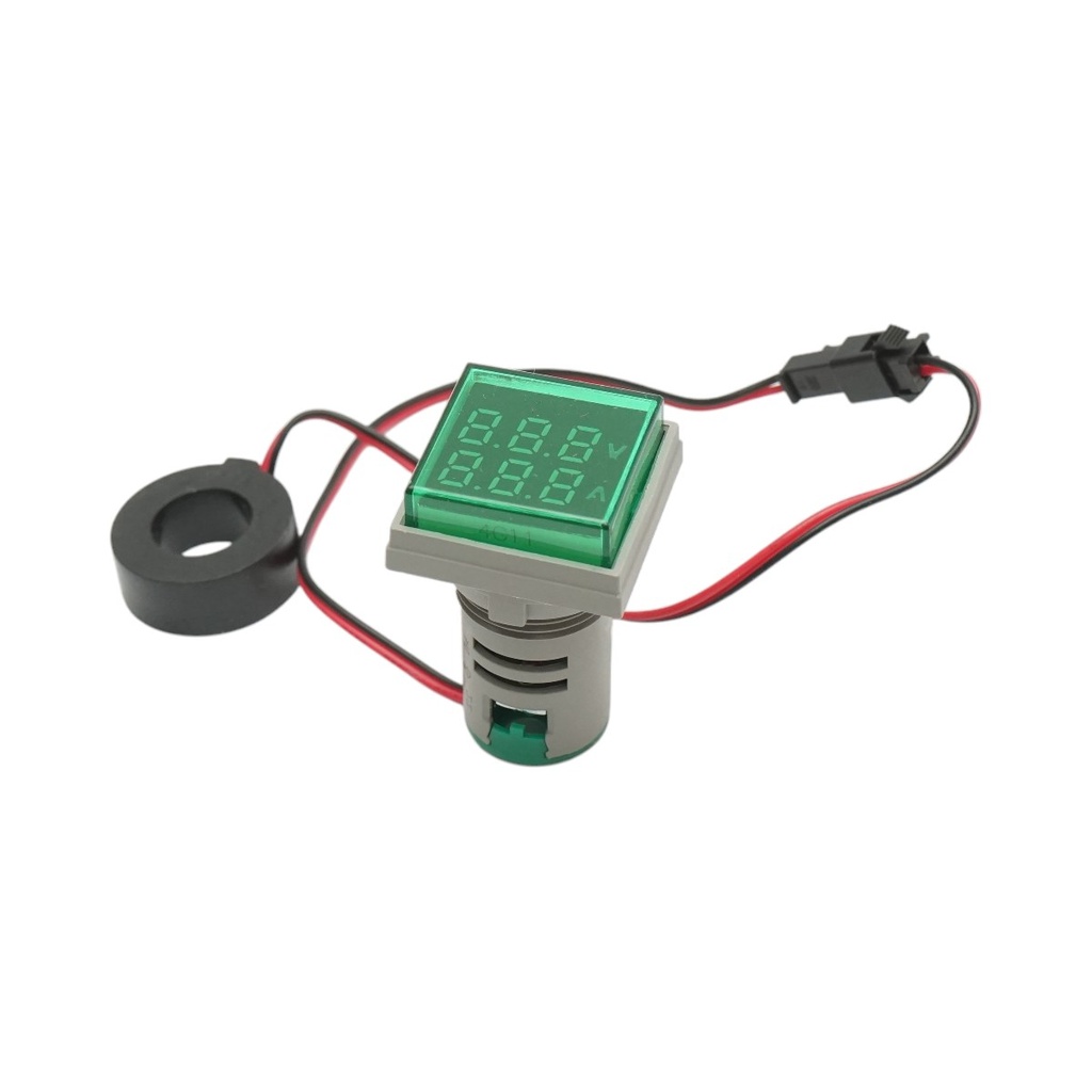 Indicator digital ampermetru si voltmetru LED alb 0-100A/50-500V AC Ø 22mm
