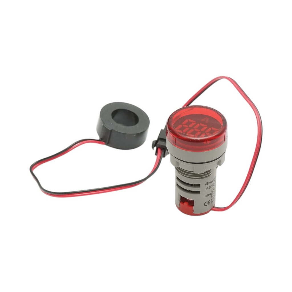Indicator digital ampermetru LED rosu 0-100A, 220V/380V Ø 22mm