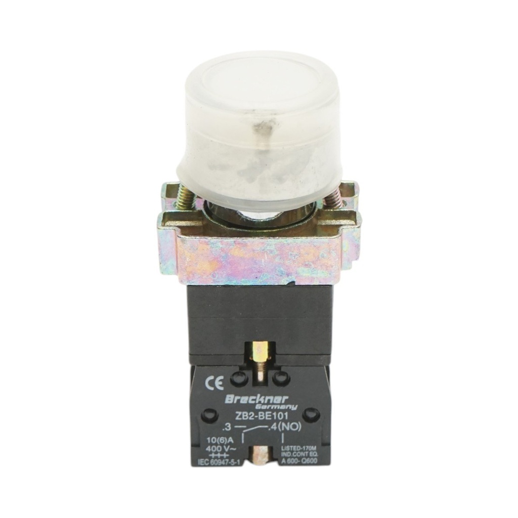 Buton indicator LED alb cu protectie 1NC, 400V/10A, LAY5
