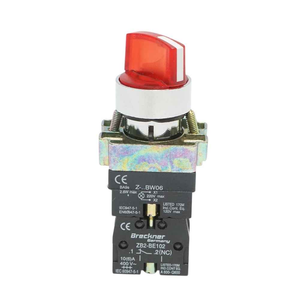 Selector 2 pozitii si indicator semnalizare LED rosu 1NO+1NC, 220V, LAY5