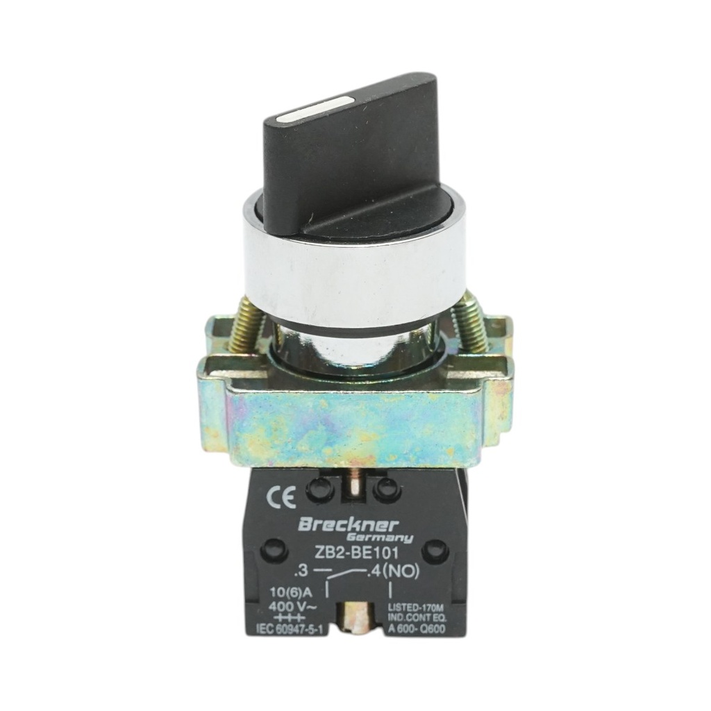 Selector 2 pozitii negru cu retinere 1NO+1NC, 400V/10A, LAY5-BD25