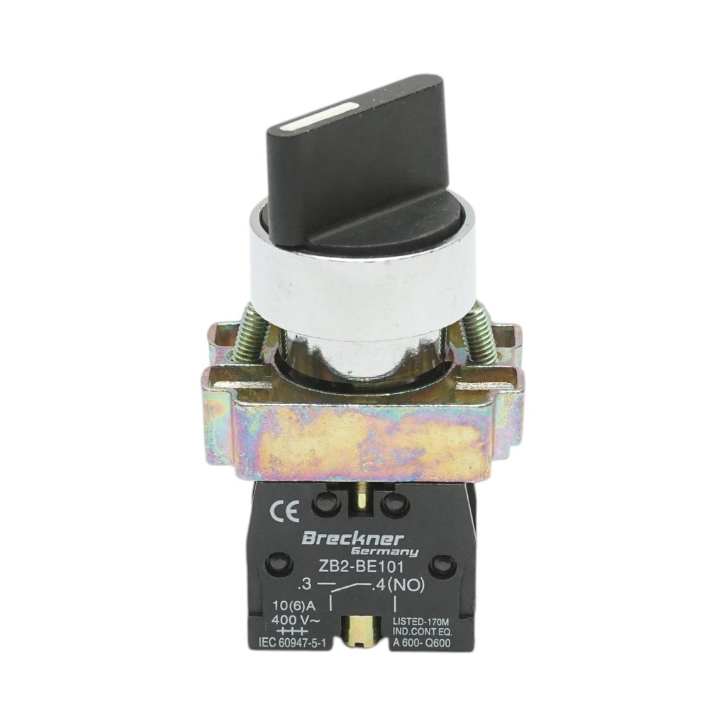 Selector 2 pozitii negru cu revenire 1NO+1NC, 400V/10A, LAY5-BD45