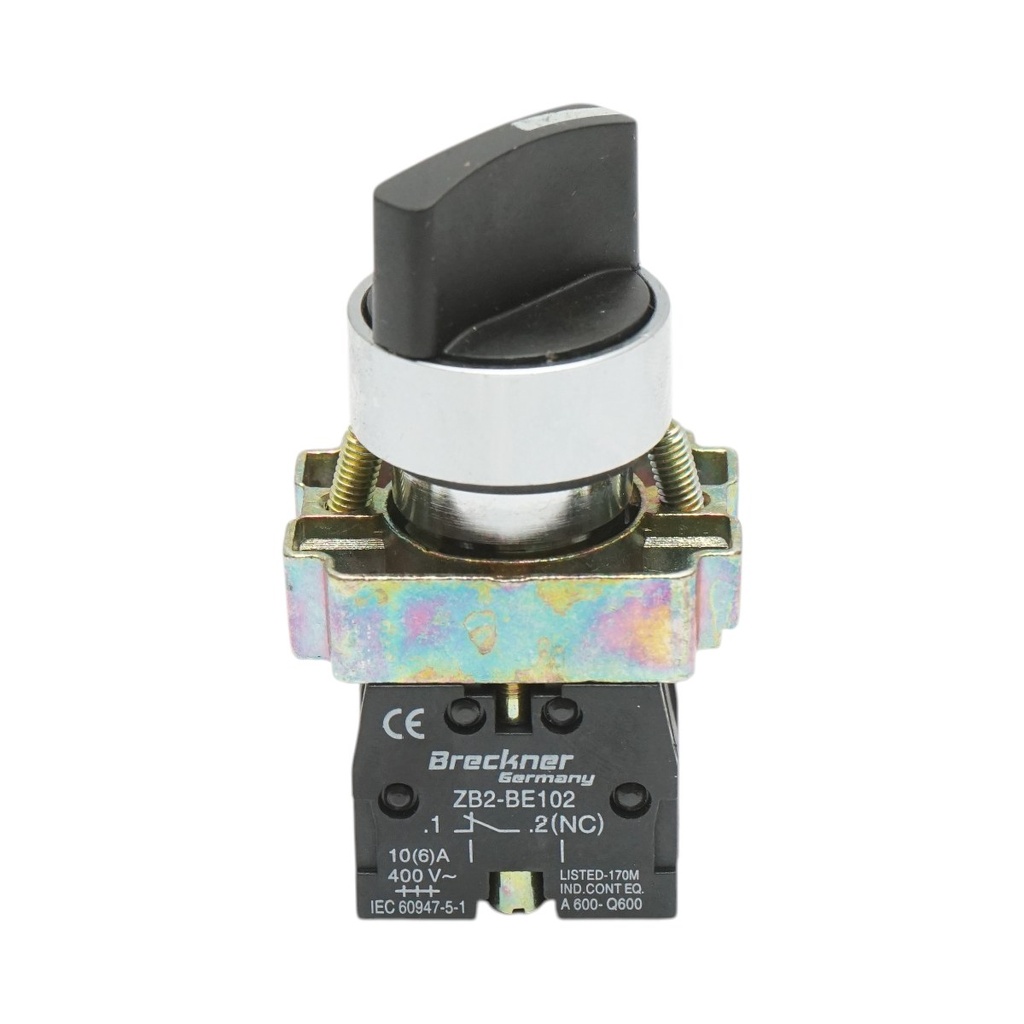 Selector 2 pozitii negru cu retinere 1NO+1NC, 400V/10A, LAY5-BD25C