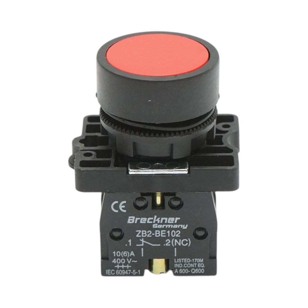 Buton comanda cu revenire rosu 1NO+1NC, 400V/10A, LAY5