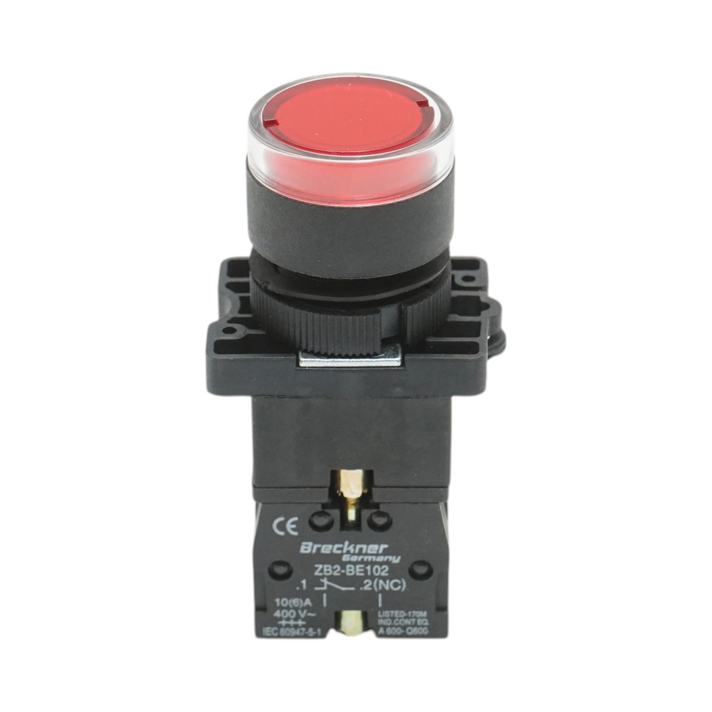 Buton indicator LED rosu cu rezistenta integrata 1NC, 220V, LAY5