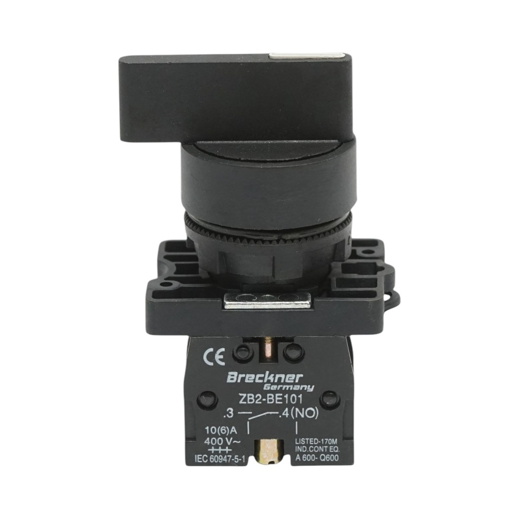 Selector 3 pozitii negru cu retinere 2NO, 400V/10A, LAY5-EJ33