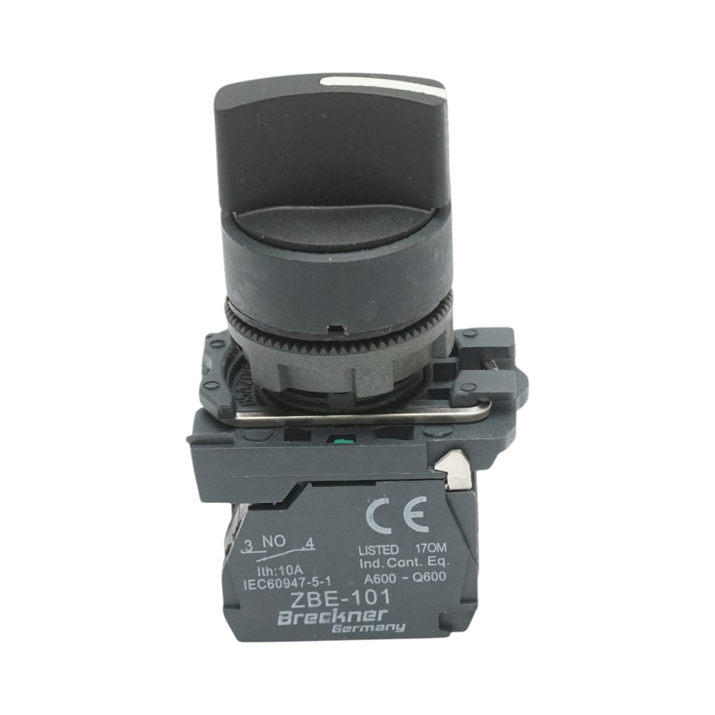 Selector 2 pozitii cu revenire negru 1NO+1NC, 24V/10A, TB5