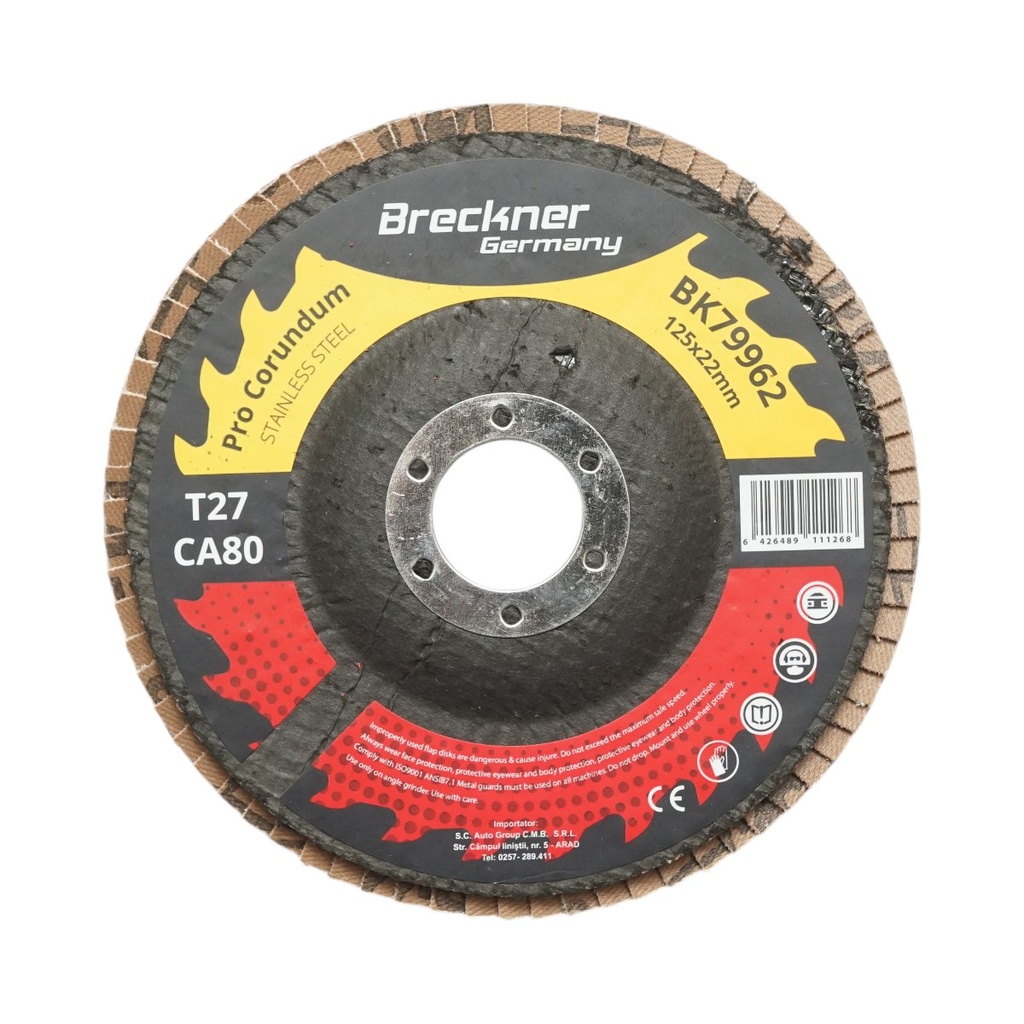 Disc lamelar abraziv corund 125x22mm T27 CA80 pentru slefuire/polizare inox si metal